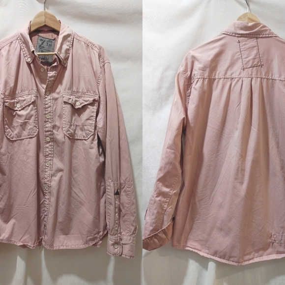 Z Brand Dusty Rose Pink Y2K Thick Stitch Button Front Shirt Long Sleeve XL Crown - Picture 1 of 9